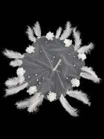 Resim Happyline İncili Tüylü Beyaz Gelin Damat Halay Mendili Nedime Söz Nişan Düğün 