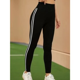 Resim Meks Kadın Yüksek Bel Yanları Şerit Detaylı Uzun Sporcu Tayt 