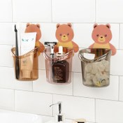 Resim 3 Adet Tutkal Banyo Depolama Rafı - Delme Gerekmez, Karikatür Ayı Tasarımı, Diş Fırçası Tutucu, Ağız Gargara Kupası ve Diş Macunu Organizatörü, Dayanıklı Plastik, Beyaz ve Kahverengi, Banyo Dekoru, Banyo Organizatörleri ve Depolama, Eğlenceli Tasarım, Sağlam Yapı için Mükemmel 