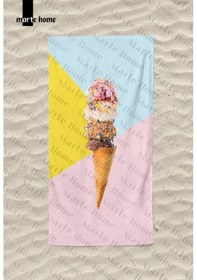 Resim Marte Home Ice Cream / Dondurma - Baskılı Plaj Havlusu Pembe, Mavi, Sarı 