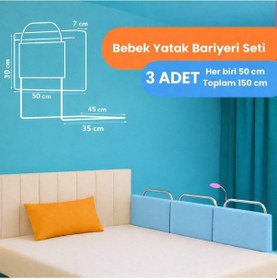 Resim Miralay Yeni Nesil Yatak Bariyeri 50 x 30 CM Mavi 3 Adet 