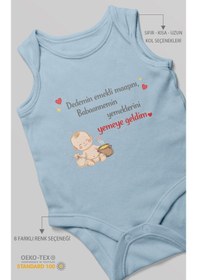 Resim Morivokids Dedeye Ve Babaanneye Özel Sıfır Kollu Bebek Body %100 Pamuk Bebe Mavisi 
