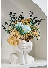 Resim Siyah Dekoratif Vazo Obje Ev Dekorasyon Masa Üstü Dekor Vazo Model 28 Beyaz Beyaz 