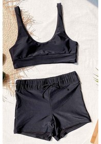 Resim Angelsin Şortlu Tankini Bikini Takım Siyah 