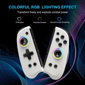 Resim LinYuvo Ergonomik Kablosuz Joypad Kontrol Cihazı Switch için - RGB Aydınlatma, Hassas Düğmeler, 6 Eksenli Hareket Kontrolü & Çift Titreşim - Switch, Lite, OLED için Mükemmel Oyun Deneyimi 