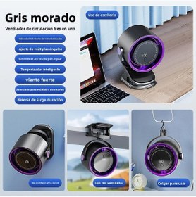 Resim Çok İşlevli Taşınabilir Vantilatör Klipsli 4 Ayarlanabilir Hız Mor Gri, 