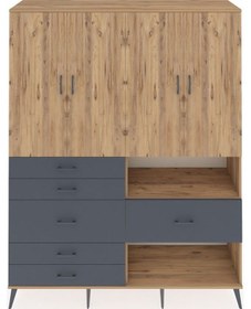 Resim Hyperion Gardrop 7 Raflı 6 Çekmeceli 4 Kapaklı 176x44x221 Çam-çam/antrasit Çam/antrasit 