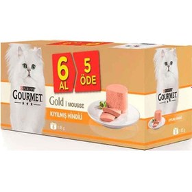 Resim Gourmet Gold 6 Al 5 Öde Kıyılmış Hindi Etli Kedi Konservesi 