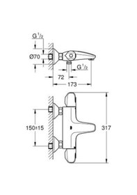 Resim Grohe Grohtherm 1000 Termostatik Banyo Duş Bataryası - 34821003 Gümüş 