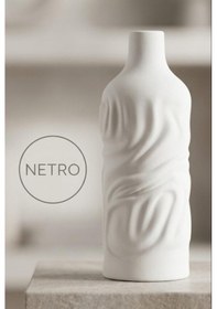 Resim Dalgalı Dekoratif Vazo Seramik Şık Vazo El Yapımı Özel Seri 24 Cm Beyaz 