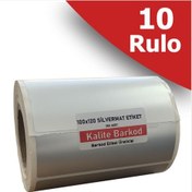 Resim Kalite Barkod 100X120 Silvermat Etiket | 10 Rulo Metalize Demirbaş Etiketi 
