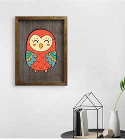 Resim Bk Home Baykuş Tasarımlı Doğal Masif Ahşap Çerçeveli Tablo 45X65C (551089937) 