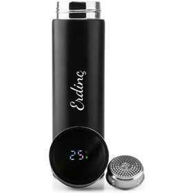 Resim Kişiye Özel 500 ML Siyah Renk Dereceli Termos & Siyah Defter & Siyah French Press & Siyah Mat Kupa & Alerya Premium Filtre Kahve & Vanilya Kokulu Trendmiya Bardak Mum Hediye Seti 