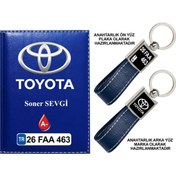 Resim Plakanıza Özel Toyota Logolu Lacivert Ruhsat Kabı Ve Anahtarlık 
