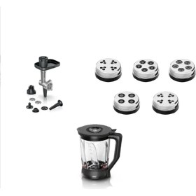 Resim Bosch Mutfak Şefi MUMS6ZS00 -MUMSZ6ZS17 3 Lü Aksesuvar Seti Kıyma Aparatı- Makarna Diks -Cam Blender Aparatı 