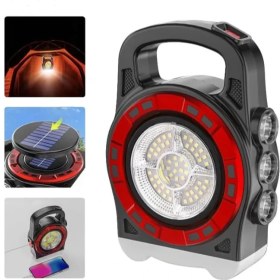 Resim P-6678C Dış Mekan Solar Şarj Işığı Çok Fonksiyonlu Projektör Hazine Güçlü Işık El Feneri 