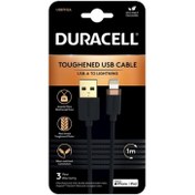 Resim Duracell USB7012 1m USB-A to Lightning Mfi Charge Cable Siyah 