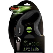 Resim Flexi New Classic Siyah Otomatik Şerit Köpek Gezdirme Tasması-L Siyah 