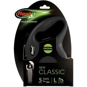 Resim Flexi New Classic Siyah Otomatik Şerit Köpek Gezdirme Tasması-L Siyah 