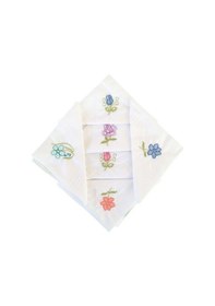 Resim Hediyelik İşlemeli Bayan Mendili 6 Lı Paket 28x28 Cm 100 Pamuk Beyaz 