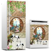 Resim Jasmin2020 Buzdolabı Ve Bulaşık Makinası Sticker Kaplama Etiketi Leylekler Tavuskuşu 