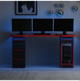 Resim Minar Phoenix 4 Çekmeceli Oyuncu Masası - Set 5 Siyah 