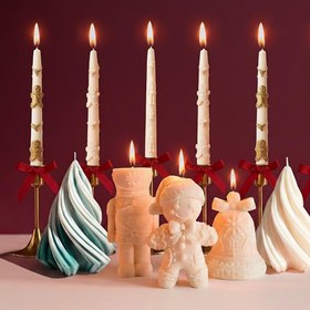 Resim Çam Ağacı Yeni Yıl Christmas Yeni Yıl Beyaz Yeşil Renk Dekoratif Mum Tekli ürün 