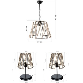Resim Halatlı Yatak Odası Aydınlatma Set Siyah 