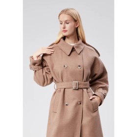 Resim Bolivente Kuşaklı Oversize Kaşe Kaban 