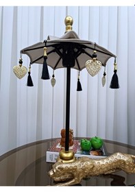 Resim Handmade Dekoartif Bali Şemsiye Krem Kadife 60 Cm 09 Bali 