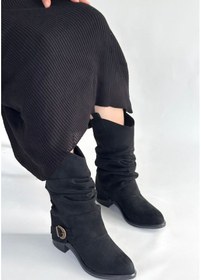 Resim Canty Siyah Süet Körüklü Topuklu Çizme Siyah 