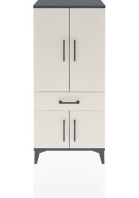 Resim Arges Dolap 2 Raflı Tek Çekmeceli 4 Kapaklı 60x30x134 Antrasit-aytaşı Antrasit 