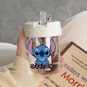 Resim 1 adet Disney Stitch 10.5oz Sızdırmaz Su Şişesi - Sevimli Karikatür Tasarımı, Dayanıklı Plastik, Seyahat, Okul, Ofis ve İşe Giderken Mükemmel, Elde Yıkama Sadece, Seyahat Su Şişesi | Canlı Tasarım | Sızdırmaz Tasarım 