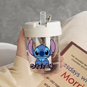 Resim 1 adet Disney Stitch 10.5oz Sızdırmaz Su Şişesi - Sevimli Karikatür Tasarımı, Dayanıklı Plastik, Seyahat, Okul, Ofis ve İşe Giderken Mükemmel, Elde Yıkama Sadece, Seyahat Su Şişesi | Canlı Tasarım | Sızdırmaz Tasarım 