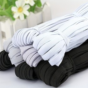 Resim 6 yard yüksek kaliteli beyaz ve siyah elastik bant - çok amaçlı 3-30mm boyut, dayanıklı polyester elastik şerit, DIY dikiş, el işi, saç aksesuarları, gelinlikler ve dikim malzemeleri için uygun 