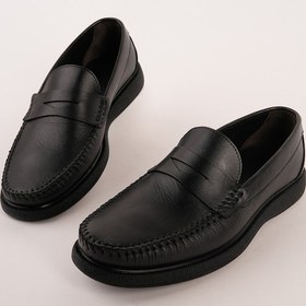 Resim Muggo Gentz Hakiki Deri Rahat Taban Erkek Günlük Klasik Loafer Ayakkabı Siyah 