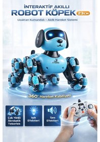 Resim 2.4 Ghz Uzaktan Kumandalı Sarjlı Dans Eden 8 Tekerli Akıllı Robotik Köpek Sesli Işıklı 23 Cm Mavi 