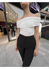 Resim Modanne Yaka Streplez Bustiyer - Beyaz-178 