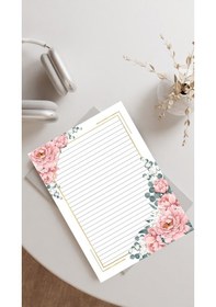Resim 20 Adet 20x28 cm Boyutunda Çiçekli Mektup Kağıdı/not Kağıdı Model 16 