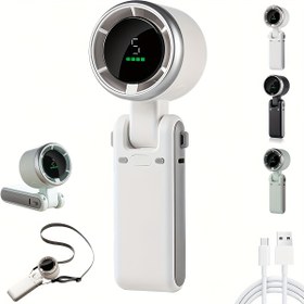 Resim El Kullanımı İçin Kompakt Turbo Fan, 3'ü 1 Arada Yüksek Hız Tasarımı, 5 Rüzgar Ayarı, Açık Hava Maceraları, Seyahat, Kamp ve İş İçin USB Şarj Edilebilir 