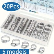 Resim 20 adet Paslanmaz Çelik Ayarlanabilir Solucan Dişli Premium Hortum Kelepçesi Seti - Borular, Aralayıcılar ve Tesisat için 1/4 "ile 1-1 / 8" (6-29mm) uyuyor 