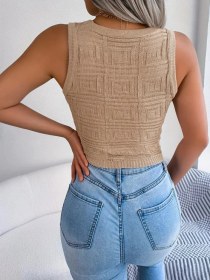 Resim Nova Bazaar Kadın Askılı Bisiklet Yaka Güpüs Dekolteli Triko Crop Bluz Bej 