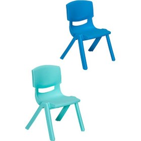 Resim 2 Adet Kreş Anaokulu Çocuk Sandalyesi Sert Plastik- Turkuaz/mavi Mavi 