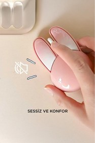 Resim Torima Kablosuz Tavşan Kulaklı Sessiz Mouse 1200 DPI Optik Kablosuz Fare TM-21 Pembe 