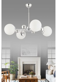 Resim İstanbul Avize Istanbul Avize Nairobi 4'Lü Gümüş Beyaz Glop Camlı Avize 