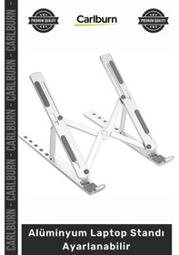 Resim Özel Üretim 6 Kademeli Katlanabilir Taşınabilir Metal Stand Alüminyum Laptop Standı Ayarlanabilir 