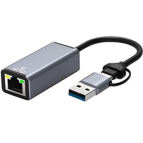 Resim 2in1 USB ve Type-C to RJ45 Ethernet Adaptörü Winex