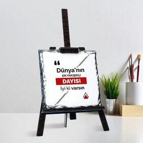 Resim Mesajlı Dayıya Hediye Şövalye Taş 