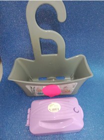 Resim HANK İki Çubuklu Gırgır Ve Banyo Askısı / Dolap Askısı (GRİ ASKI LİLA GIRGIR) 