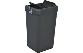 Resim Çöp Kovası Bas Çek Mutfak Banyo Çöp Kutusu Antrasit 40 Litre 